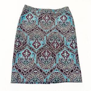 Talbots Paisley Printed Cotton Pencil Straight Patterned Skirt Size 8